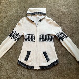 Knit hooded sweater with alpaca motif